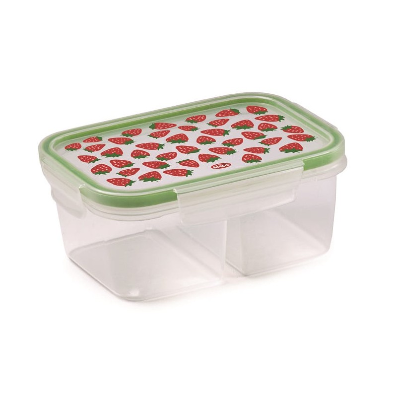 SNIPSLOCK LUNCH BOX - lunch box pojemnik śniadaniowy dzielony 0,8L TRUSKAWKA